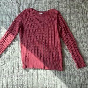 St. John’s Bay Women’s V Neck Long Sleeve Pullover Sweater Pink